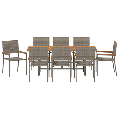Garden Dining Set 9 pcs Grey Poly Rattan