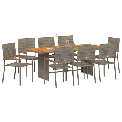 Garden Dining Set 9 pcs Grey Poly Rattan