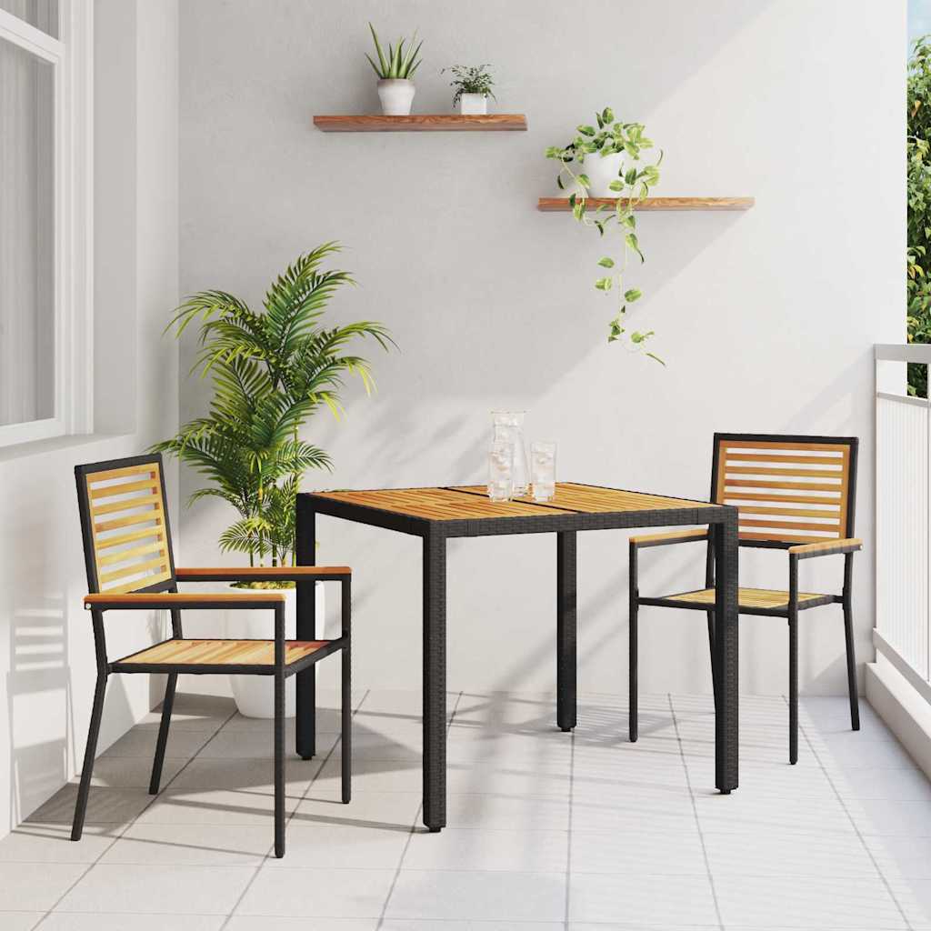 Garden Dining Set 3 pcs Black and Brown Poly Rattan