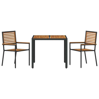 Garden Dining Set 3 pcs Black and Brown Poly Rattan
