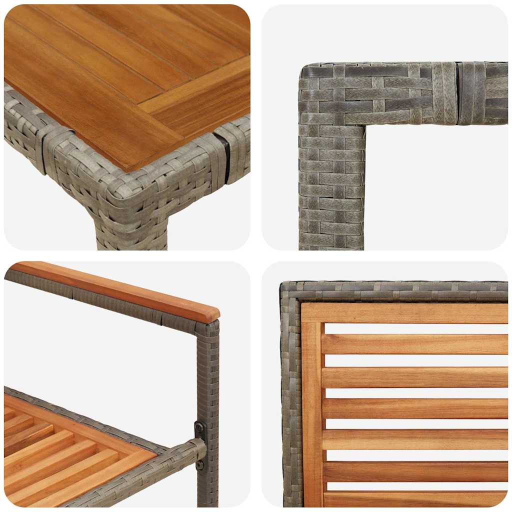 Garden Dining Set 3 pcs Grey and Brown Poly Rattan