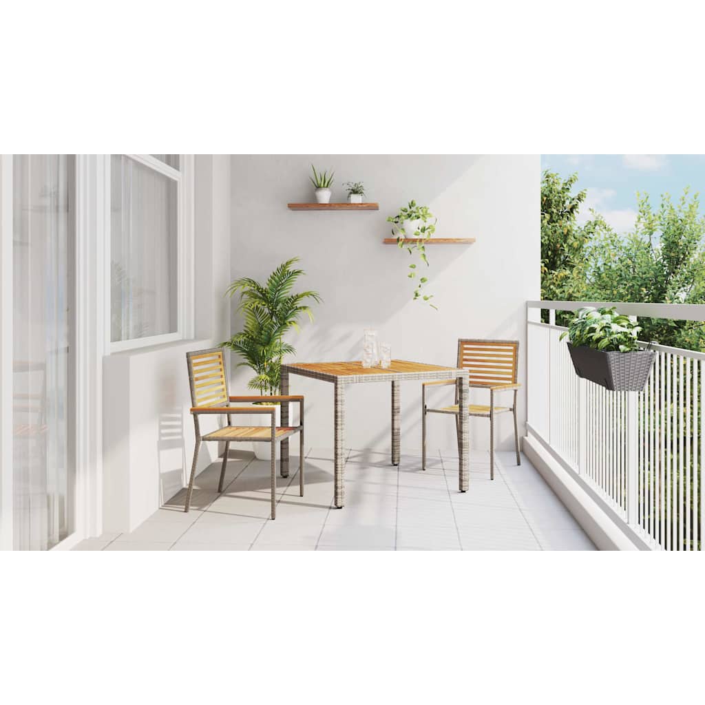 Garden Dining Set 3 pcs Grey and Brown Poly Rattan