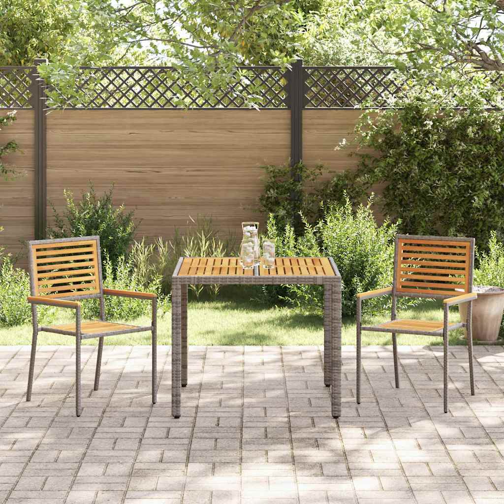 Garden Dining Set 3 pcs Grey and Brown Poly Rattan