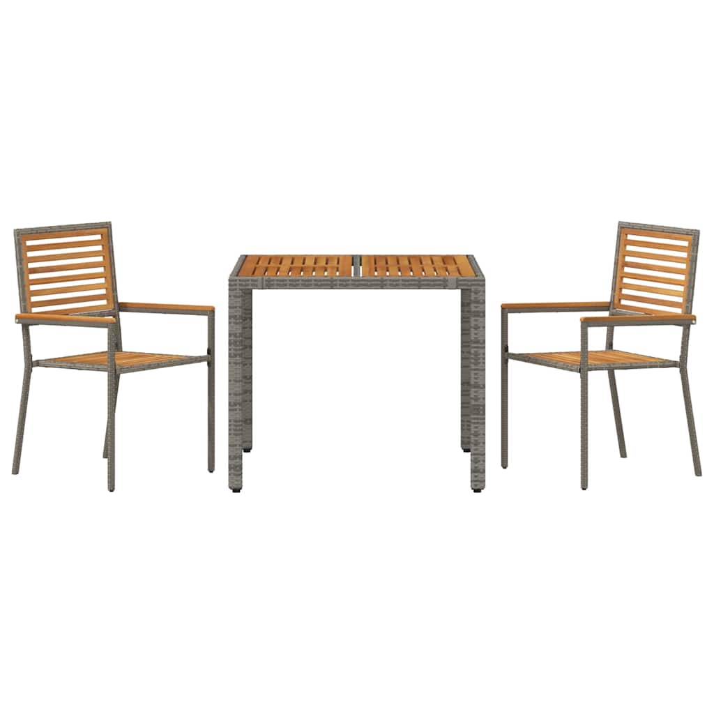 Garden Dining Set 3 pcs Grey and Brown Poly Rattan
