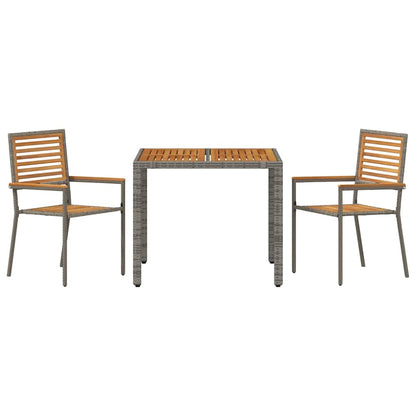 Garden Dining Set 3 pcs Grey and Brown Poly Rattan