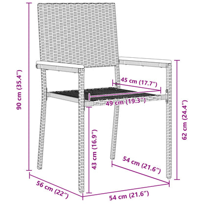 Garden Dining Set 3 pcs Grey and Brown Poly Rattan