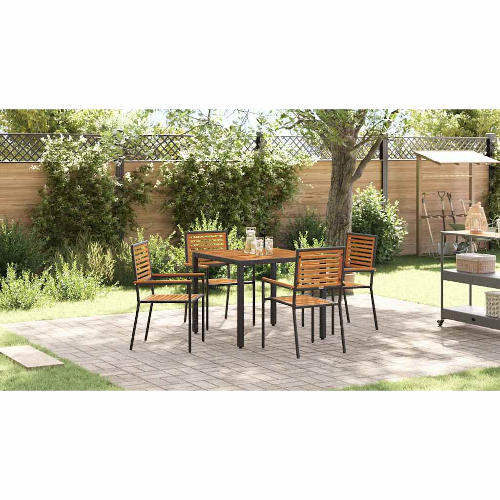 Garden Dining Set 5 pcs Black and Brown Poly Rattan