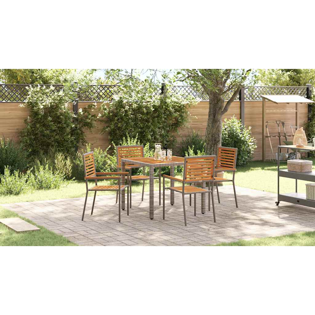 Garden Dining Set 5 pcs Grey and Brown Poly Rattan