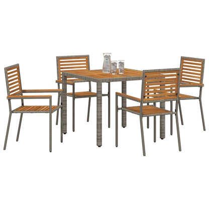 Garden Dining Set 5 pcs Grey and Brown Poly Rattan