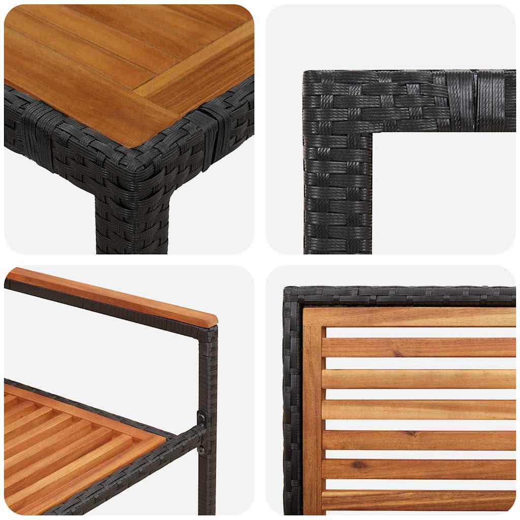 Garden Dining Set 5 pcs Black and Brown Poly Rattan
