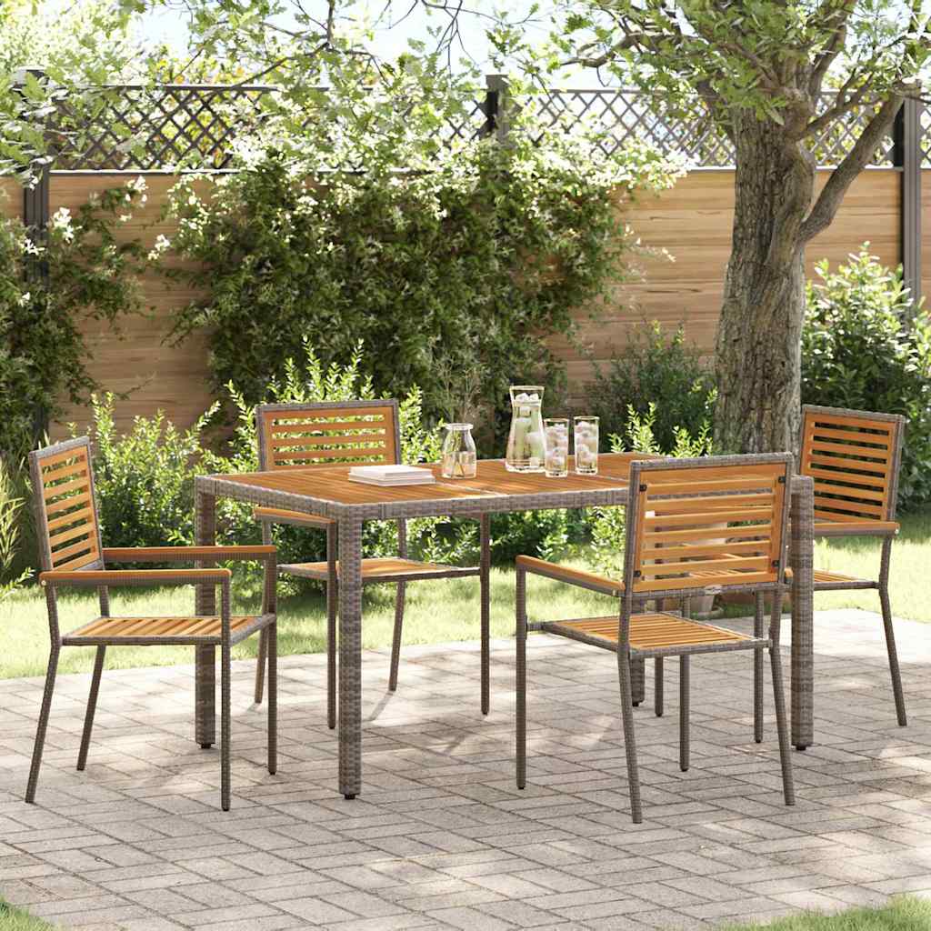 Garden Dining Set 5 pcs Grey and Brown Poly Rattan