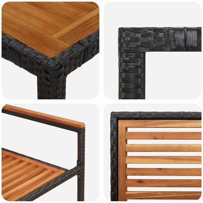Garden Dining Set 7 pcs Black and Brown Poly Rattan