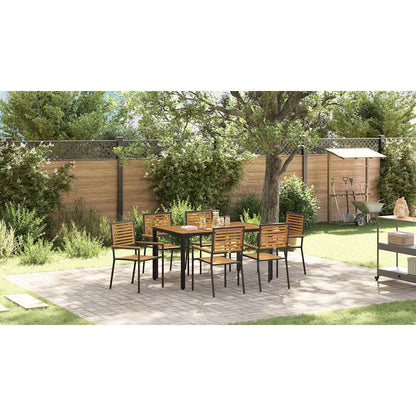 Garden Dining Set 7 pcs Black and Brown Poly Rattan