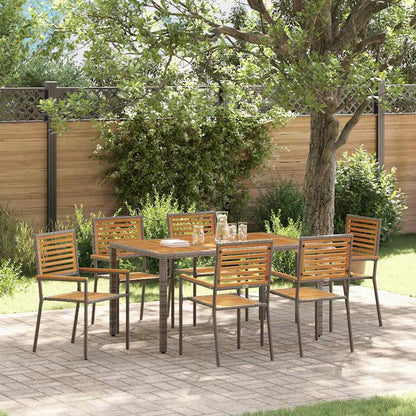 Garden Dining Set 7 pcs Grey and Brown Poly Rattan