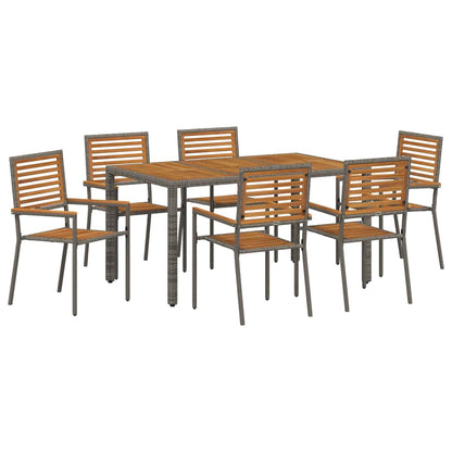 Garden Dining Set 7 pcs Grey and Brown Poly Rattan