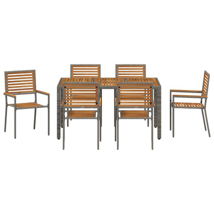 Garden Dining Set 7 pcs Grey and Brown Poly Rattan