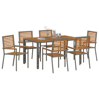 Garden Dining Set 7 pcs Grey and Brown Poly Rattan