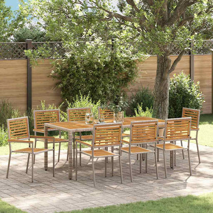 Garden Dining Set 9 pcs Grey and Brown Poly Rattan