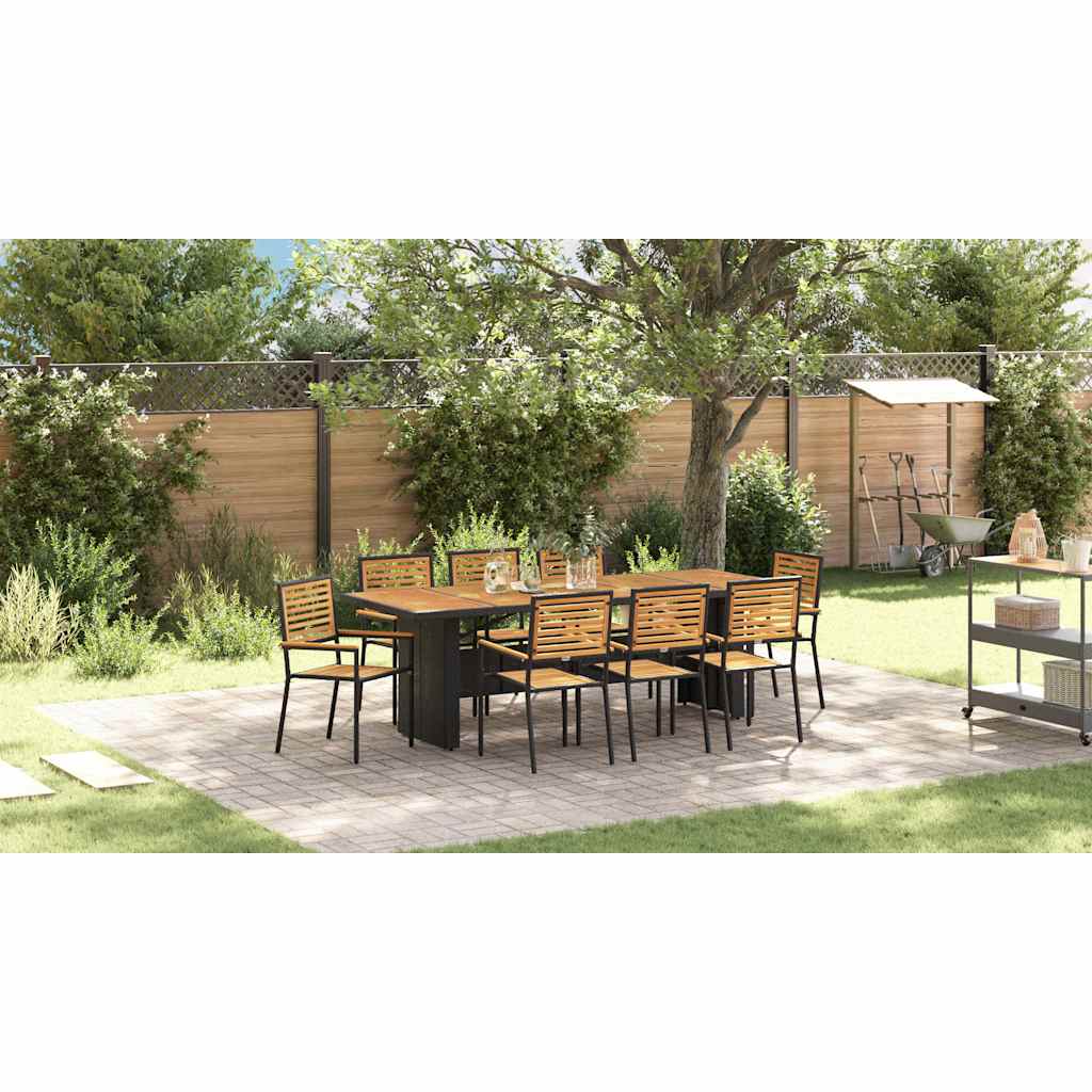 Garden Dining Set 9 pcs Black and Brown Poly Rattan