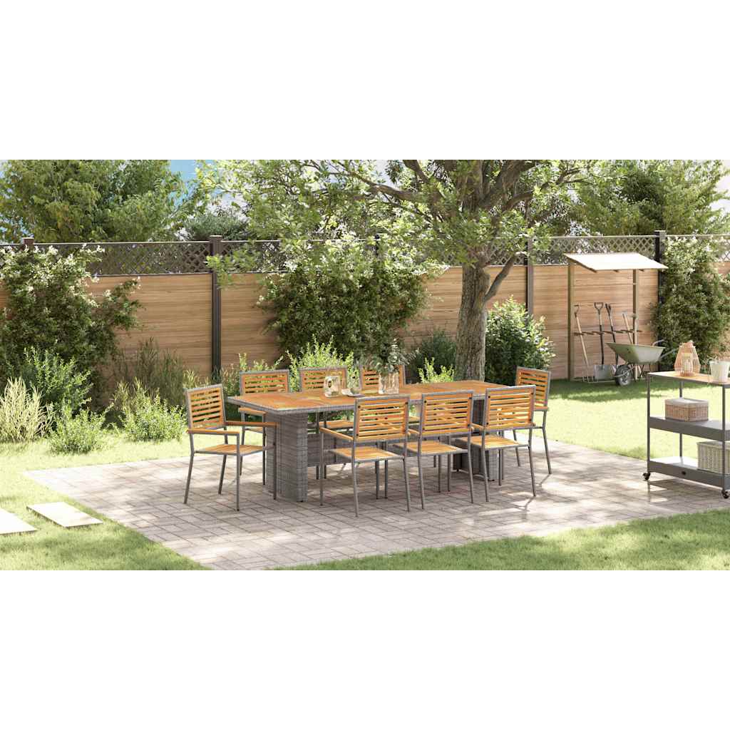 Garden Dining Set 9 pcs Grey and Brown Poly Rattan