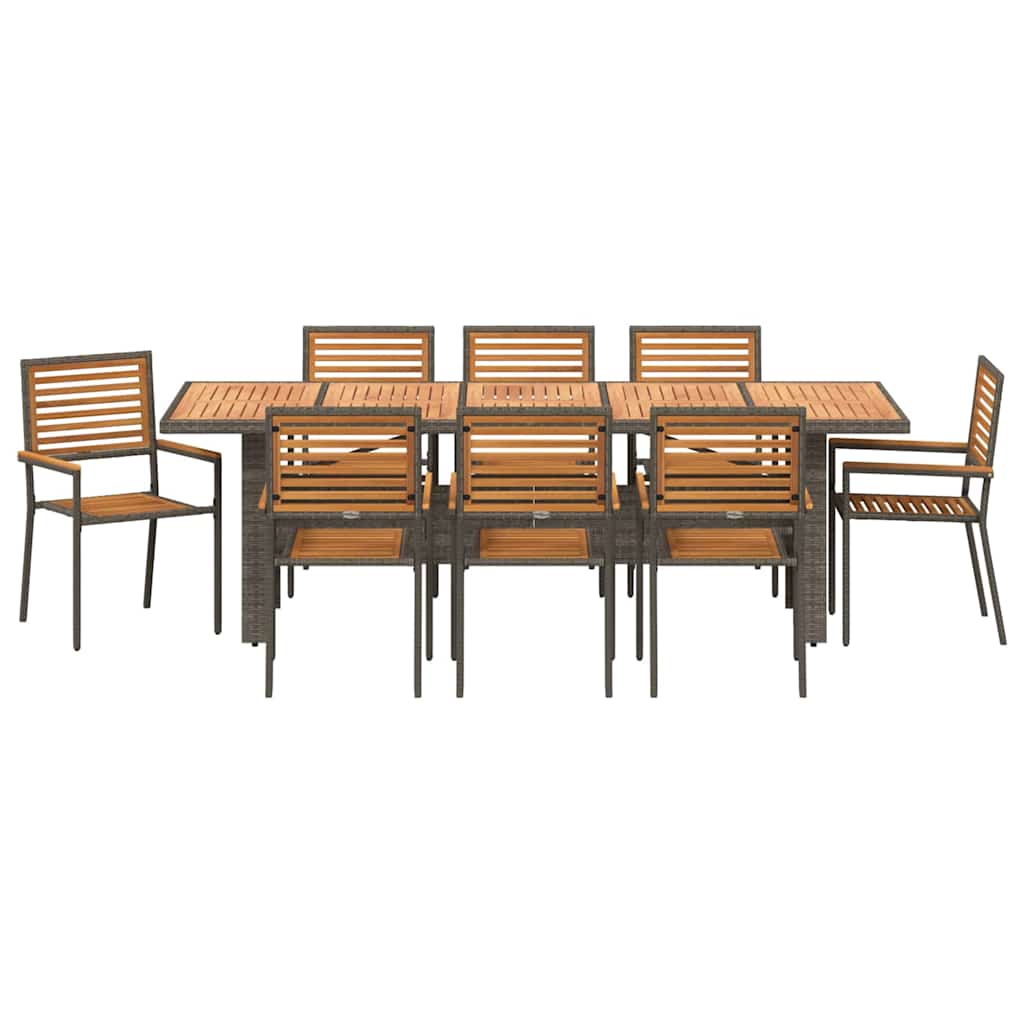 Garden Dining Set 9 pcs Grey and Brown Poly Rattan