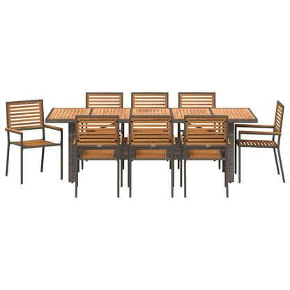 Garden Dining Set 9 pcs Grey and Brown Poly Rattan