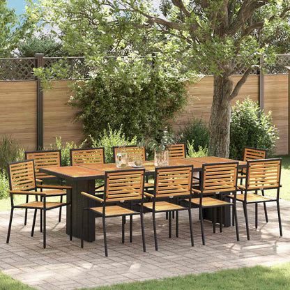 Garden Dining Set 11 pcs Black and Brown Poly Rattan