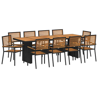 Garden Dining Set 11 pcs Black and Brown Poly Rattan