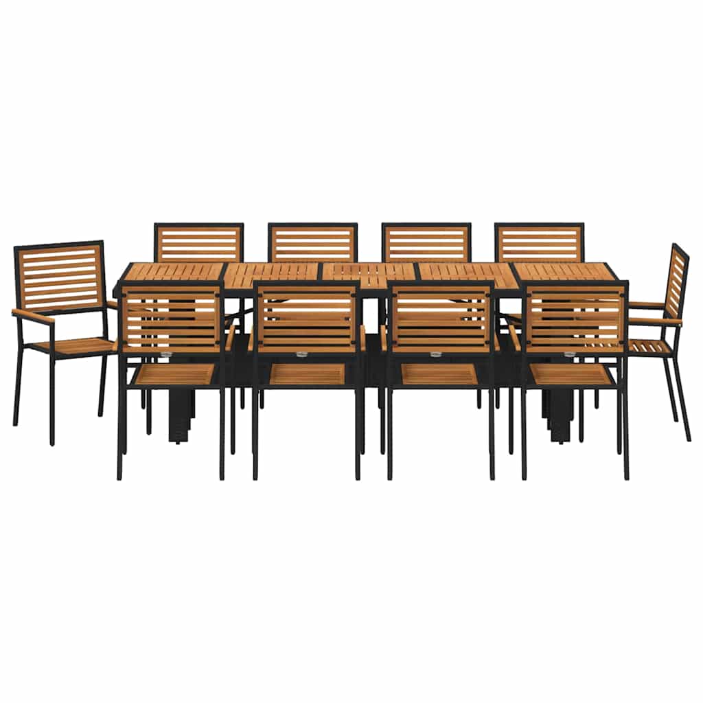 Garden Dining Set 11 pcs Black and Brown Poly Rattan