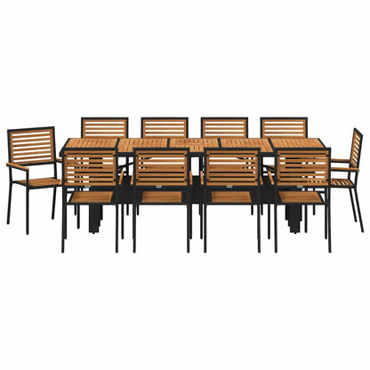 Garden Dining Set 11 pcs Black and Brown Poly Rattan