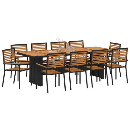 Garden Dining Set 11 pcs Black and Brown Poly Rattan