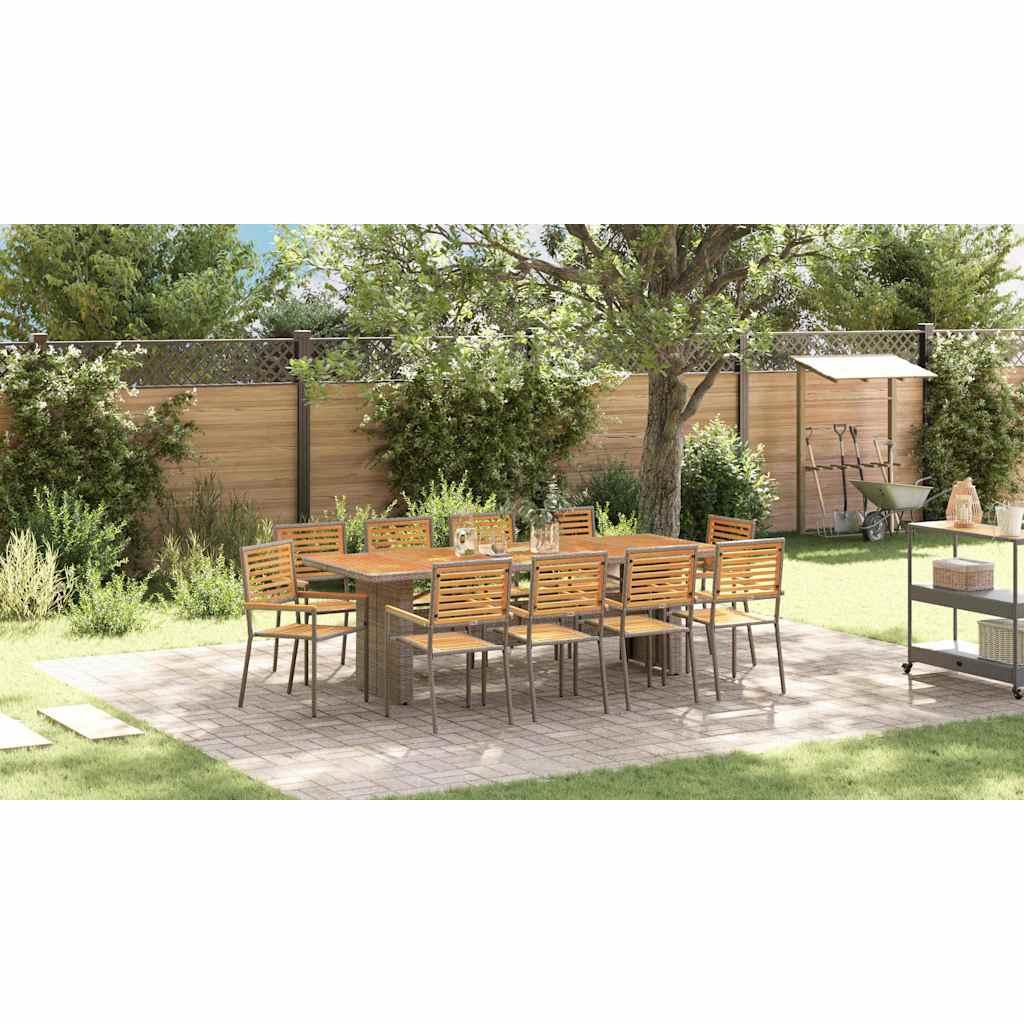 Garden Dining Set 11 pcs Grey and Brown Poly Rattan