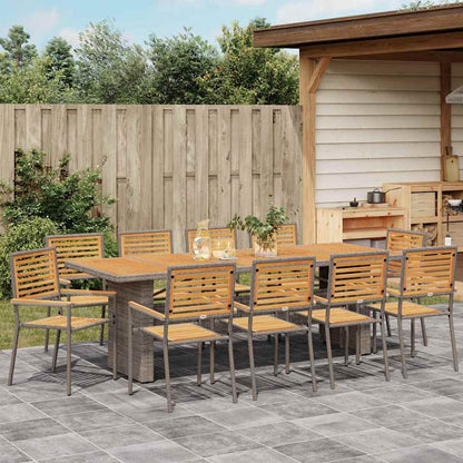Garden Dining Set 11 pcs Grey and Brown Poly Rattan