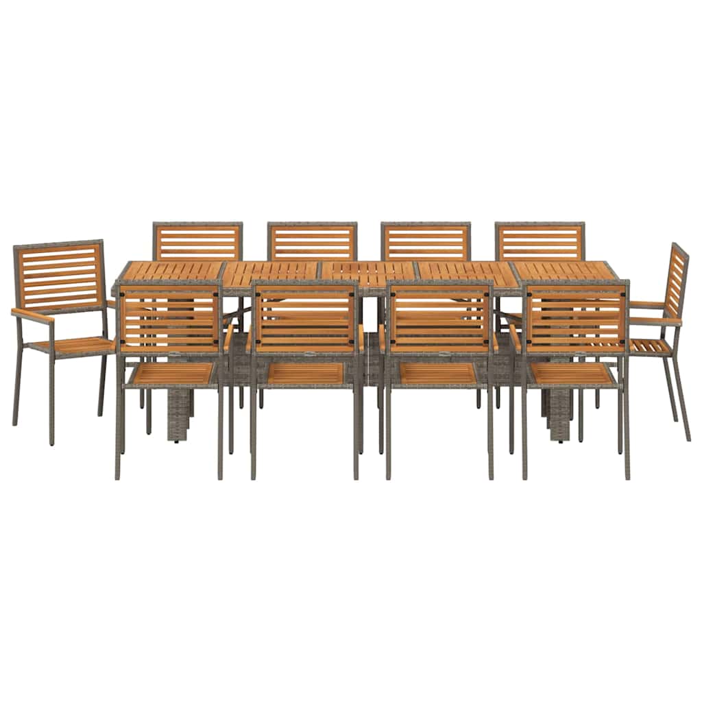 Garden Dining Set 11 pcs Grey and Brown Poly Rattan