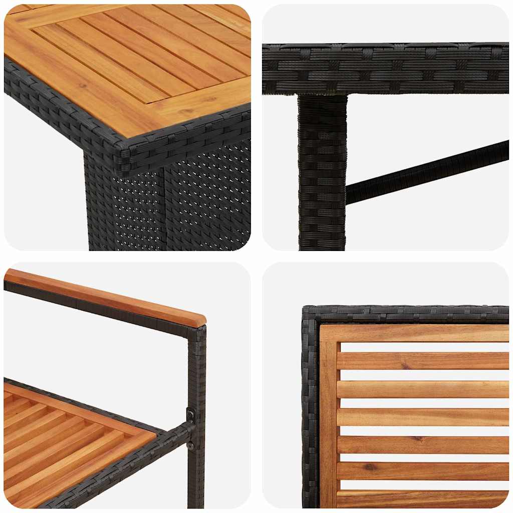 Garden Dining Set 7 pcs Black and Brown Poly Rattan