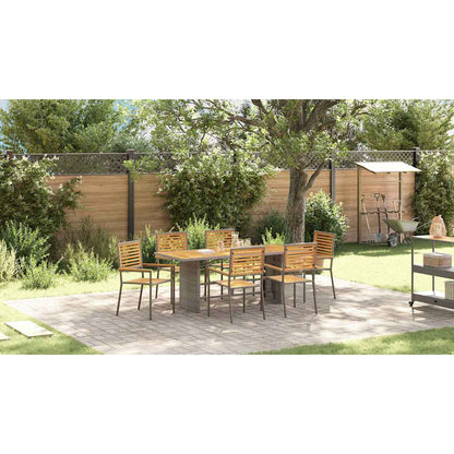 Garden Dining Set 7 pcs Grey and Brown Poly Rattan