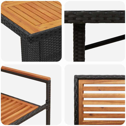 Garden Dining Set 9 pcs Black and Brown Poly Rattan