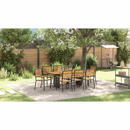 Garden Dining Set 9 pcs Black and Brown Poly Rattan