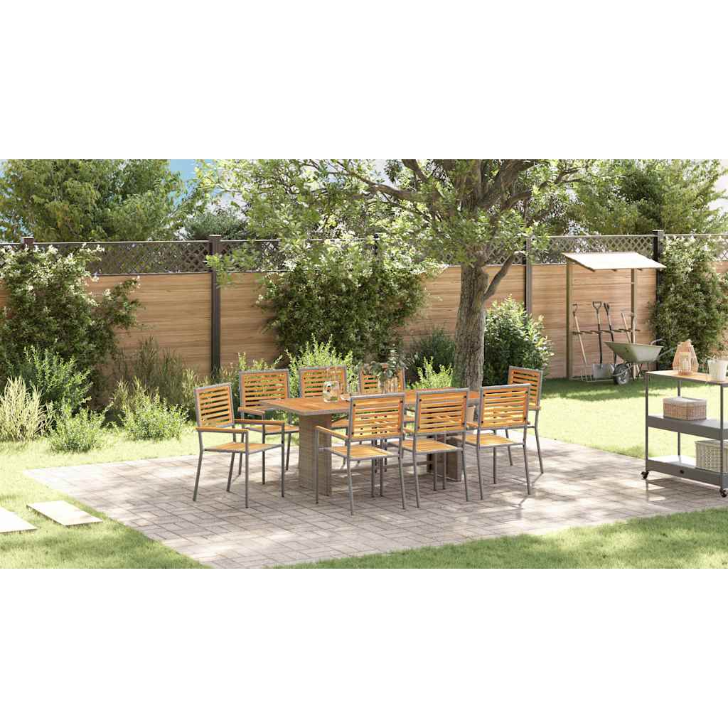 Garden Dining Set 9 pcs Grey and Brown Poly Rattan