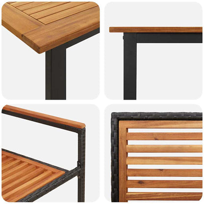 Garden Dining Set 5 pcs Black Solid Acacia Wood