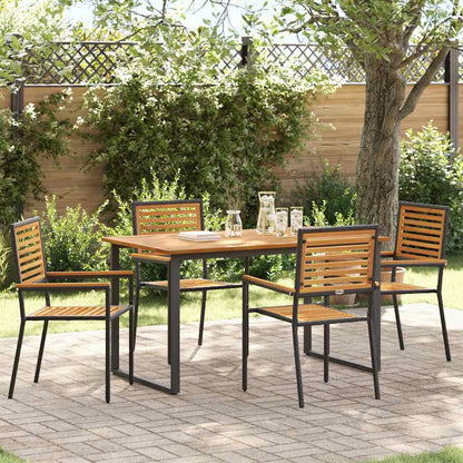 Garden Dining Set 5 pcs Black Solid Acacia Wood