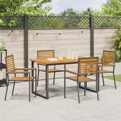 Garden Dining Set 5 pcs Black Solid Acacia Wood