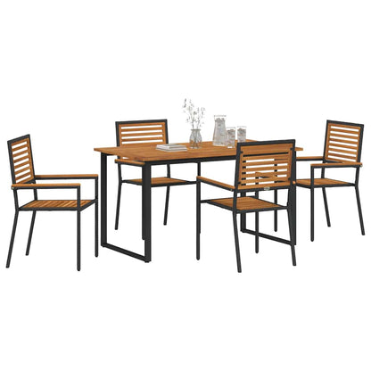 Garden Dining Set 5 pcs Black Solid Acacia Wood