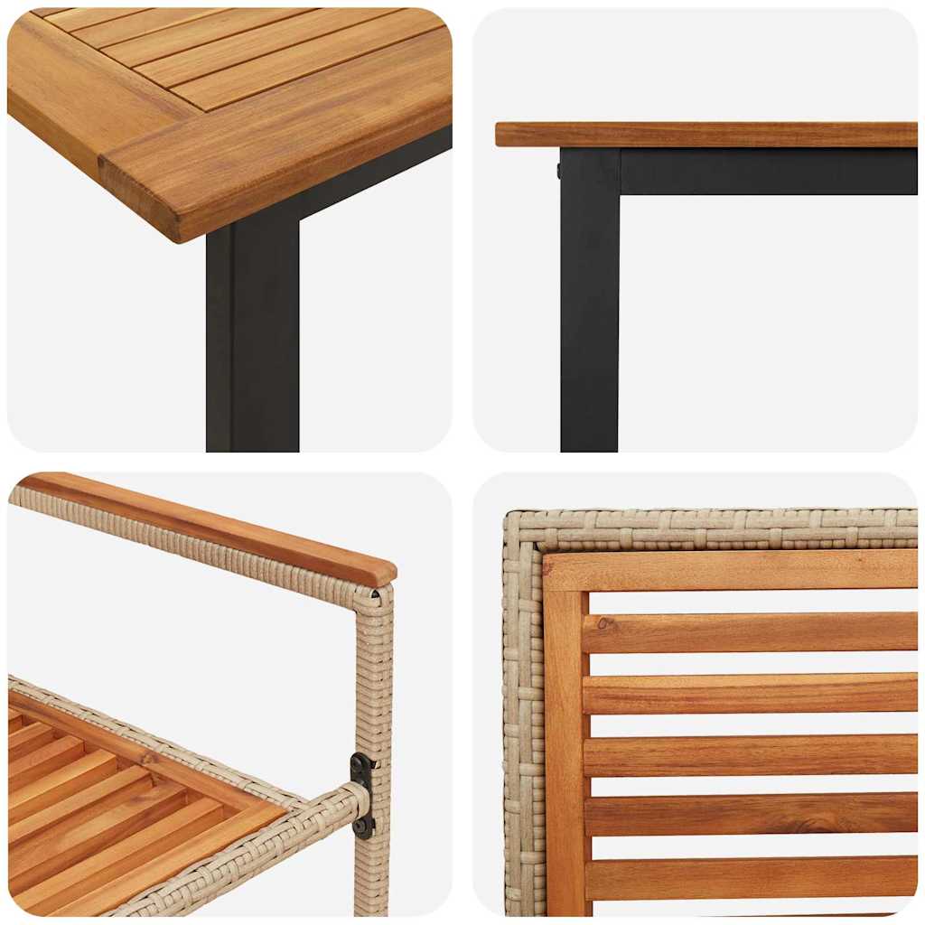 Garden Dining Set 5 pcs Beige Solid Acacia Wood