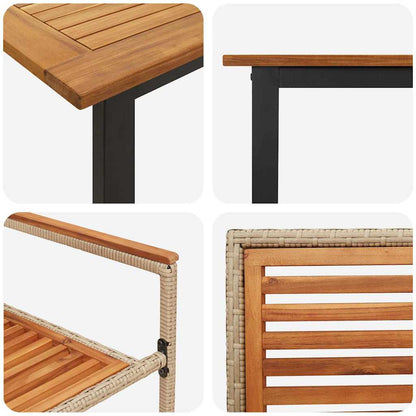 Garden Dining Set 5 pcs Beige Solid Acacia Wood