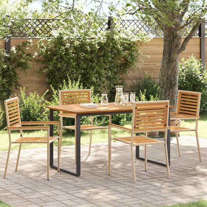 Garden Dining Set 5 pcs Beige Solid Acacia Wood