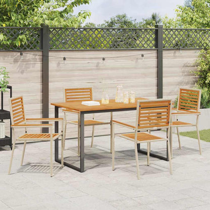 Garden Dining Set 5 pcs Beige Solid Acacia Wood