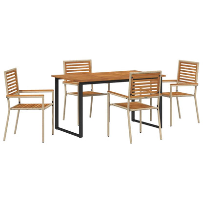 Garden Dining Set 5 pcs Beige Solid Acacia Wood