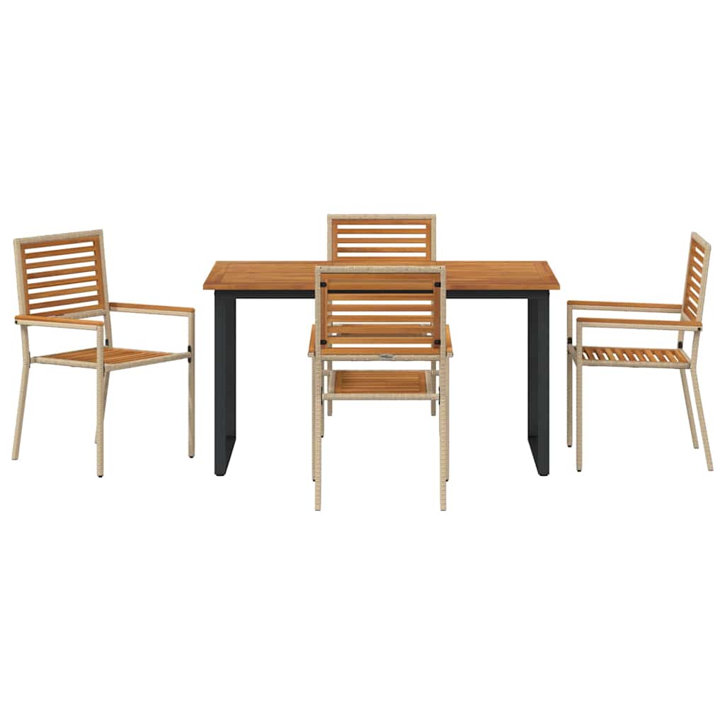 Garden Dining Set 5 pcs Beige Solid Acacia Wood