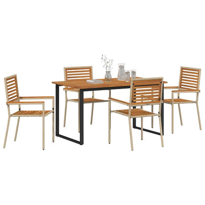 Garden Dining Set 5 pcs Beige Solid Acacia Wood